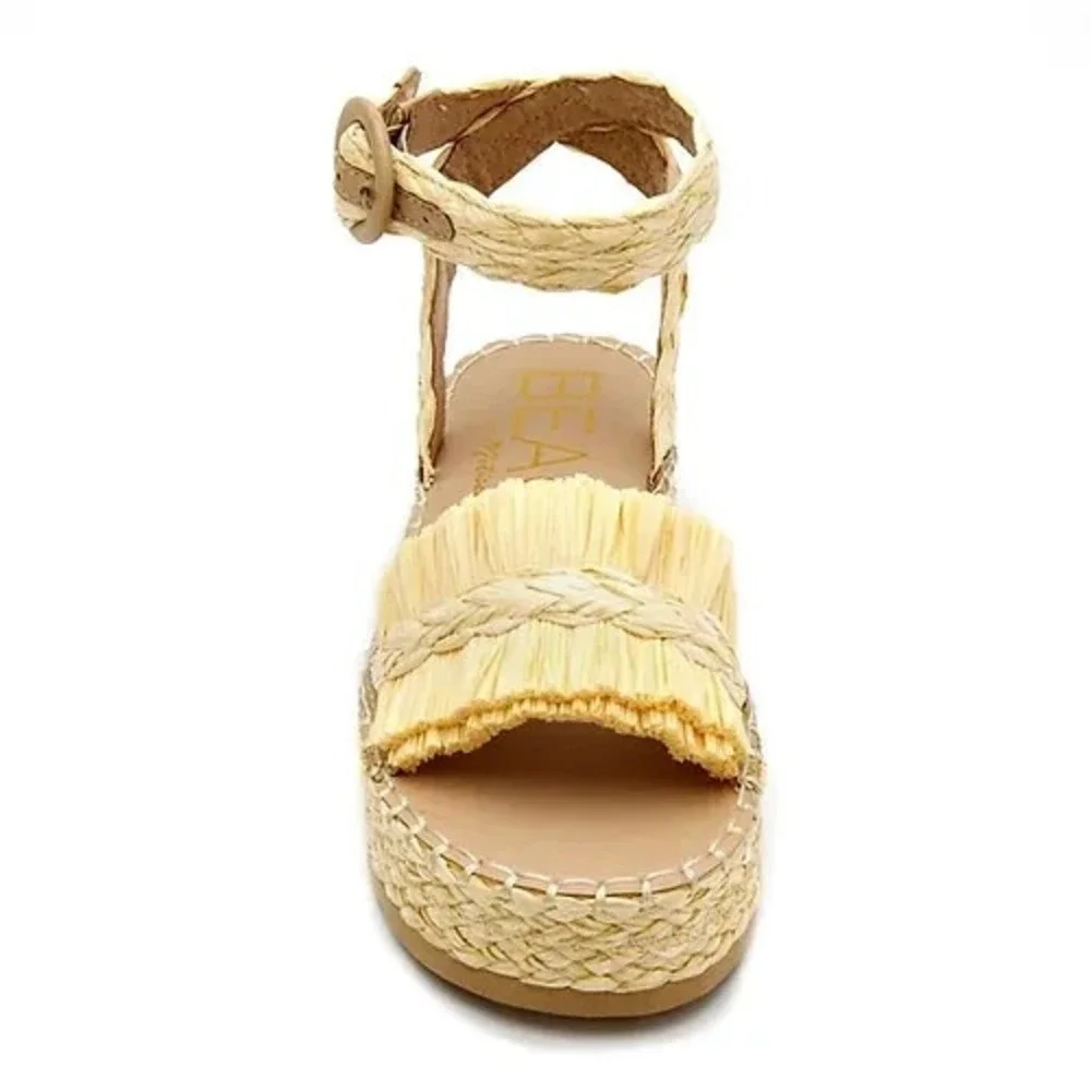 Beach by Matisse Seashore Raffia Straw Espadrille Sandals Ivory Size 10